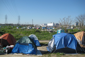 Tent Cities are on the rise in California, even while the tech companies are showing more profits than ever before. Photo: ThinkingStiff <br/>