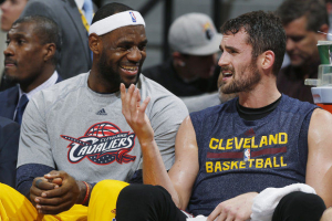 Cleveland Cavs' Lebron James and Kevin Love. Photo: AP <br/>
