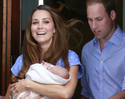 Kate Middleton makes her first appearance with Prince George outside St Mary's Hospital in London in 2013. Reuters <br/>