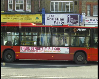Christian ads appear on London's buses. The Christian Party launched an ad campaign in response to the British Humanist Association's atheist ads. <br/>(Photo: Christian Party)