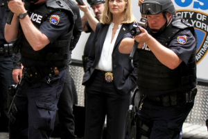 We don't know her character's name, but it looks like she's a cop.   <br/>Daily Mail