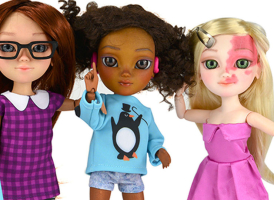 Makies' customized dolls come with birthmarks, hearing aids, and walking aids. <br/>Makies.com