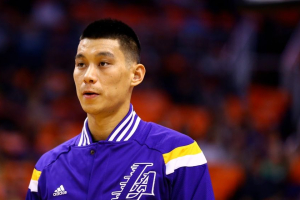 Los Angeles Lakers guard Jeremy Lin (17) against the Phoenix Suns during the home opener at US Airways Center. Mandatory Credit: Mark J. Rebilas-USA TODAY Sports <br/>