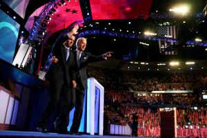 Beau Biden with his father, Joseph R. Biden Jr., at the Democratic National Convention in Denver in 2008.  <br/>Todd Heisler/The New York Times