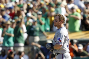 Texas Rangers Josh Hamilton reacts after striking out against the Oakland Athletics during their MLB game in Oakland. Photo: Robert Galbraith / Reuters <br/>