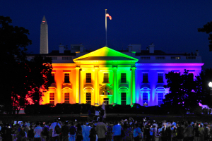 The White House lit up in rainbow colors following the Supreme Court's historic gay marriage ruling. <br/>Getty Images