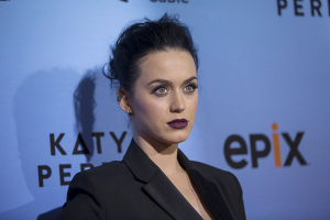Singer Katy Perry poses at the premiere screening of 