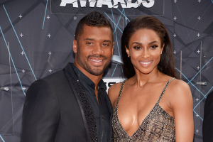 Football player Russell Wilson and singer Ciara arrive at the 2015 BET Awards in Los Angeles, California June 28, 2015. REUTERS/Phil McCarten <br/>