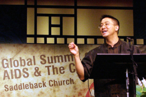 Christopher Yuan speaking giving his testimony at Saddleback's Global Summit on AIDS and the Church in November of 2007. <br/>