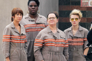 The cast of the new Ghostbusters Kristen Wiig, Leslie Jones, Melissa McCarthy, and Kate McKinnon. Patriot Pics / FAMEFLYNET PICTURES <br/>