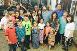 The Duggar family pictured with Amy and Dillon following their engagement. <br/>Facebook/Duggar Family Official
