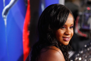 Bobbi Kristina Brown, daughter of the late singer Whitney Houston, poses at the premiere of 