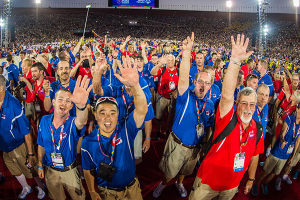 Athletes participating in the LA2015 Special Olympics wave during the opening ceremonies. <br/>LA2015