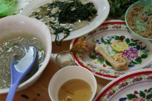 The remains of a lunch at a shop north of Honoi, Vietnam, on May 15, 2007. Food safety is a daily issue in Asia where hot weather, a lack of refrigeration and the demand for cheap street food drives vendors to find inexpensive ways to preserve their products despite health risks. <br/>
