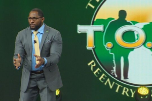 Ray Lewis was the keynote speaker at the T.O.R.I. graduation <br/>AP photo