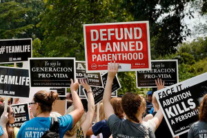 Anti-abortion activists hold a rally opposing federal funding of Planned Parenthood.  <br/>Getty Images