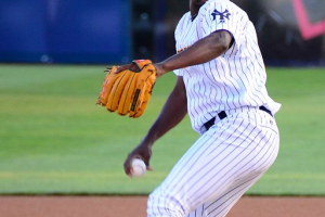 Luis Severino of the New York Yankees made his debut Wednesday night in the game against the Boston Red Sox. <br/>Wikimedia Commons/slgckgc