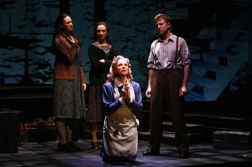 Tovah Feldshuh, foreground, stars, with Maja Wampuszyc, left, Tracee Chimo and Gene Silvers, in a play based on a true story during the Holocaust. <br/>(Photo: Carol Rosegg)