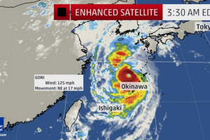 Satellite image of Typhoon Goni. <br/>Weather.com