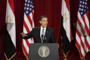 U.S. President Barack Obama speaks at Cairo University in Cairo, Egypt, Thursday, June 4, 2009. President Obama delivered the speech that he's been promising since last year's election campaign - aiming to set a new tone in America's often-strained dealings with the world's 1.5 billion Muslims. <br/>(Photo: AP / Ben Curtis)