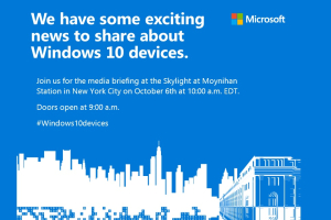 Microsoft begins sending invites for an October 6 Windows 10 devices launch event.  <br/>Microsoft