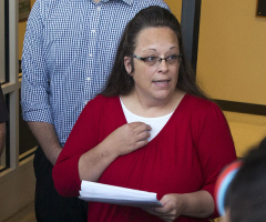 Kim Davis was jailed for six days for being in contempt of federal court after refusing to issue marriage licenses for same-sex couples.  <br/>Ty Wright/Getty Images