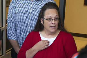 Kim Davis was jailed for six days for being in contempt of federal court after refusing to issue marriage licenses for same-sex couples.  <br/>Ty Wright/Getty Images