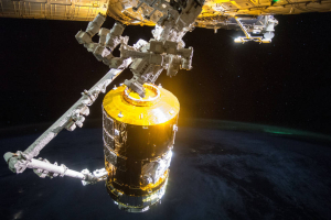 The Japan Aerospace Exploration Agency’s (JAXA) H-II Transport Vehicle-5 (HTV-5) launched from the Tanegashima Space Center in southern Japan on a Japanese H-IIB rocket Aug. 19, 2015 and arrived at the International Space Station on Aug. 24, where it docked to the station's Harmony module.<br />
 <br/>NASA