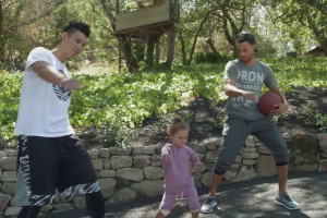 Jeremy Lin, Riley Curry, and Steph Curry dances the Nae Nae in a recent video shared by Lin on YouTube. <br/>Jeremy Lin on YouTube