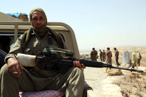 A member of the Kurdish Peshmerga troops. <br/>AP photo