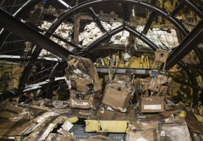 The reconstructed cockpit of the Malaysia Airlines Flight MH17 is seen after the presentation of the final report regarding its crash, in Gilze Rijen, the Netherlands, October 13, 2015.  <br/>REUTERS/Michael Kooren