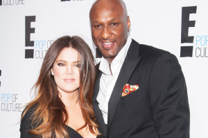 Lamar Odom, former Los Angeles Lakers standout, pictured with his estranged wife, reality star Khloe Kardashian. <br/>Getty Images