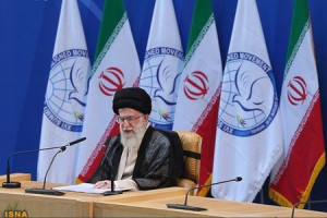 Iran's Supreme Leader Ayatollah Ali Khamenei speaks during the 16th summit of the Non-Aligned Movement in Tehran, August 30, 2012.  <br/>REUTERS/Hamid Forootan/ISNA
