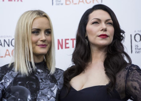 Cast members Laura Prepon and Taylor Schilling attend the season two premiere of 