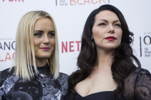 Cast members Laura Prepon and Taylor Schilling attend the season two premiere of 