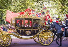 The Queen was joined by Mr Xi in the Diamond Jubilee State Coach as they made the journey along crowd-lined Mall towards the palace. AFP/Getty Images <br/>