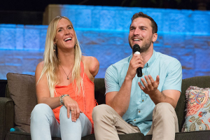 Bethany Hamilton pictured with her husband, Adam Dirks. <br/>Hudson Tsuei/The Gospel Herald