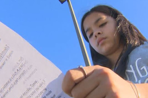 A seventh grader says she was asked to deny the existence of God in her reading class and was told she was wrong when she defended her faith. <br/>KHOU-TV, Houston