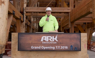 Answers in Genesis CEO Ken Ham speaks to the media of the Ark Encounter's opening date.  <br/>