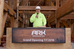 Answers in Genesis CEO Ken Ham speaks to the media of the Ark Encounter's opening date.  <br/>