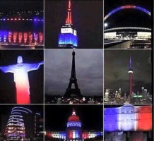 World Landmarks Light Up in Blue, Red, and White To Show Support for France After Paris Attacks <br/>Facebook/Paris Attacks
