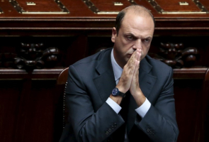 <br />
Italy's Interior Minister Angelino Alfano gestures during an address to the lower house of the Italian Parliament in Rome in this October 4, 2013 file photo. <br/>Reuters