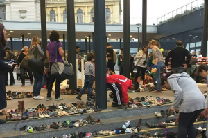 Hungarians brought shoes for the newly arrived Syrian refugees. <br/>Facebook/Hand In Hand With Syrian Refugees