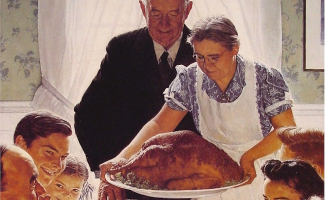 ''Freedom From Want'', also known as ''The Thanksgiving Picture'' is the third of the Four Freedoms series of four oil paintings by American artist Norman Rockwell.  <br/>Stock Photo/Normal Rockwell