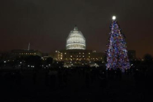 People gathered to watch the annual lighting of the Christmas tree near the Capitol Building last year. <br/>Reuters