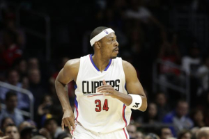 Los Angeles Clippers' Paul Pierce makes his way down the court during the second half of an NBA preseason basketball game against the Golden State Warriors, Tuesday, Oct. 20, 2015, in Los Angeles. (AP Photo/Jae C. Hong) <br/>