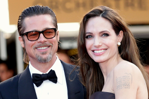 Hollywood actor Brad Pitt pictured with his wife, Angelina Jolie <br/>Getty Images