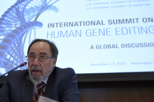 Nobel laureate David Baltimore of CalTech speaks at the National Academy of Sciences international summit on the safety and ethics of human gene editing. Photograph: Susan Walsh/AP <br/>
