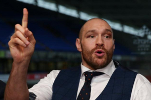 WBA, IBF, WBO & IBO Heavyweight Champion Tyson Fury speaks at a Homecoming Press Conference at the The Whites Hotel, Macron Stadium, Bolton on Nov. 30, 2015. Action Images via Reuters / Alex MortonLivepic <br/>