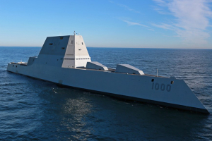 The future USS Zumwalt (DDG 1000) (Credit: US Navy/General Dynamics Bath Iron Works) <br/>